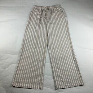 Blenca Natural Striped Linen Blend Wide Leg Lounge Pant M